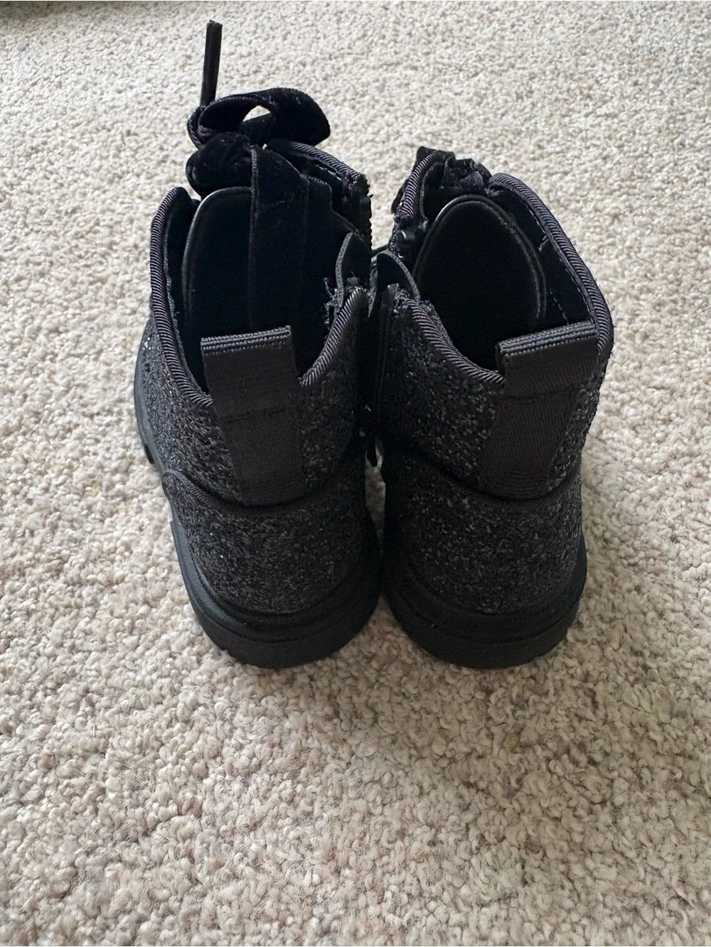 Cat and Jack Toddler Girls black Boots Glitter Zip Up Size 8